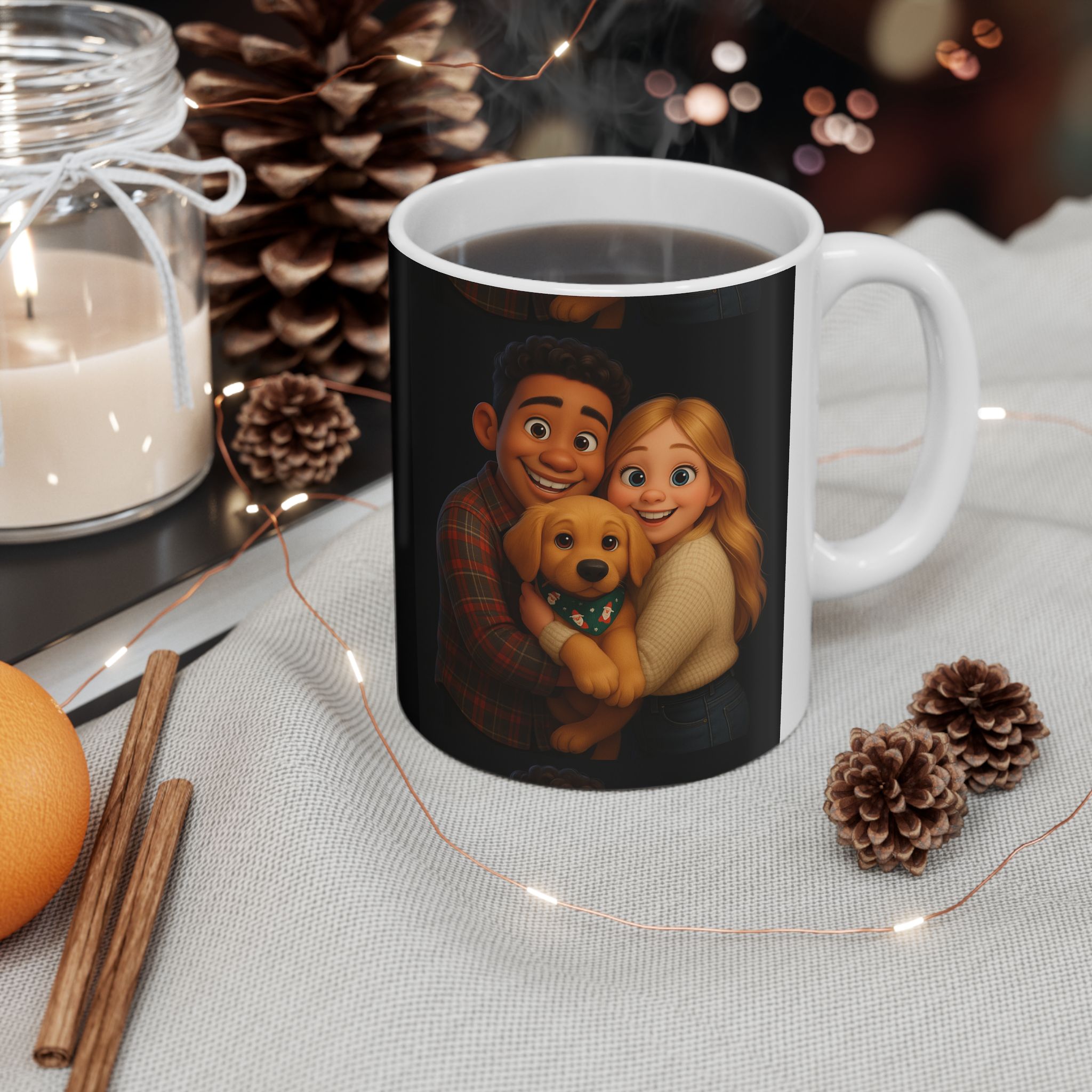 Custom product mockup showing AI cartoon art on a t-shirt and mug - 2.mug_pixar1.jpeg